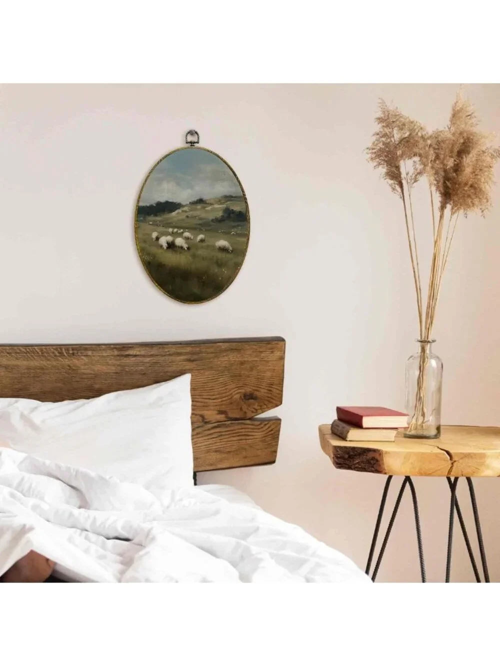 Rustic Vintage Farmhouse Sheep Wall Art - Framed Cottagecore Canvas Print